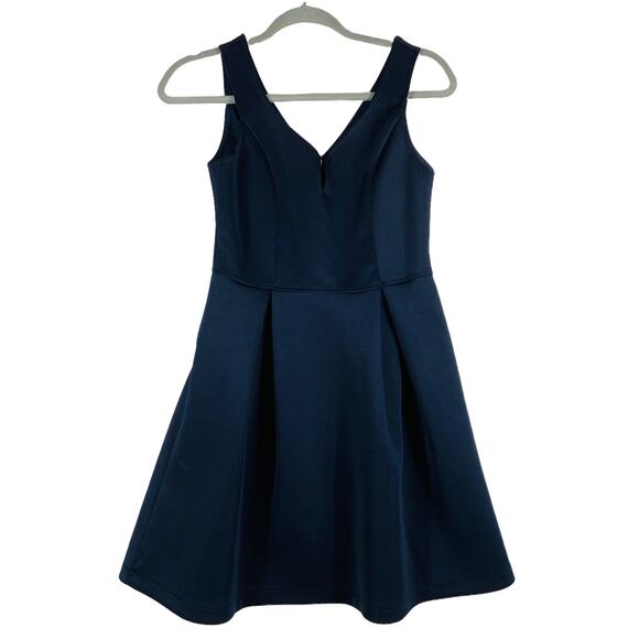 Navy Blue Fit and Flare Mini Dress Size Small - Picture 1 of 8